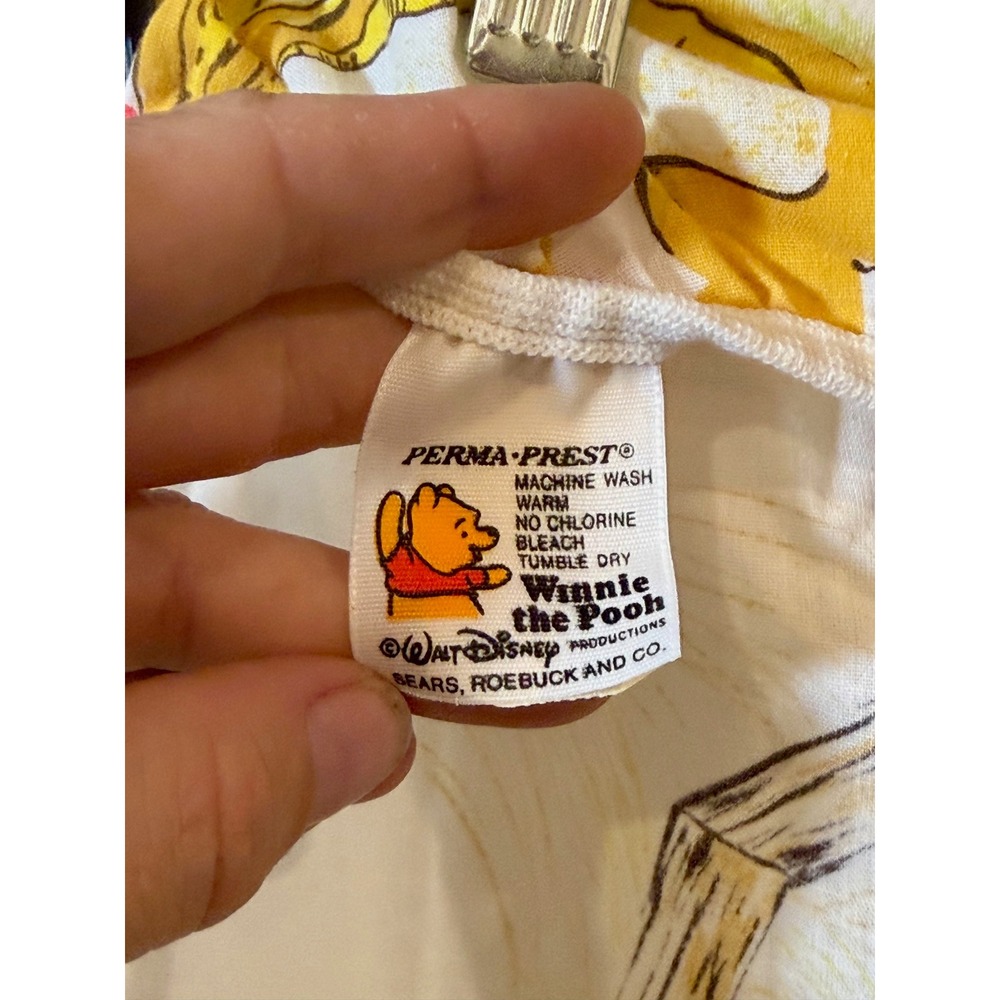 Vintage 1970s Sears Perma-Prest Winnie the Pooh Crib Sheet Disney Characters 70s - Picture 9 of 14